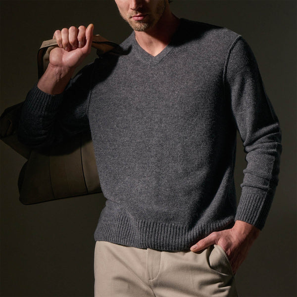 James Perse Soft Featherweight Cashmere V Neck Flannel