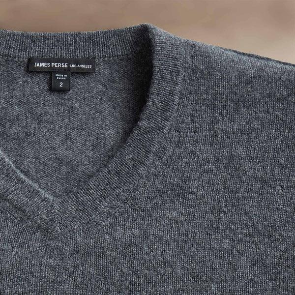 James Perse Soft Featherweight Cashmere V Neck Flannel