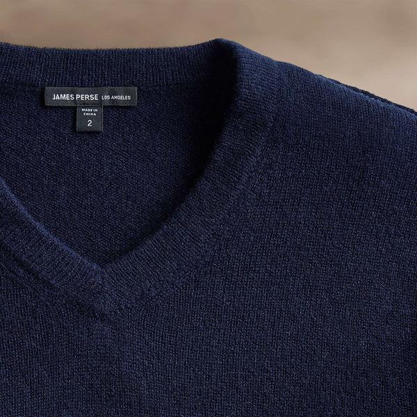 James Perse Soft Featherweight Cashmere V Neck Navy