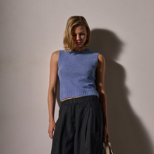 james perse Soft Featherweight Cashmere Vest Blue Sky