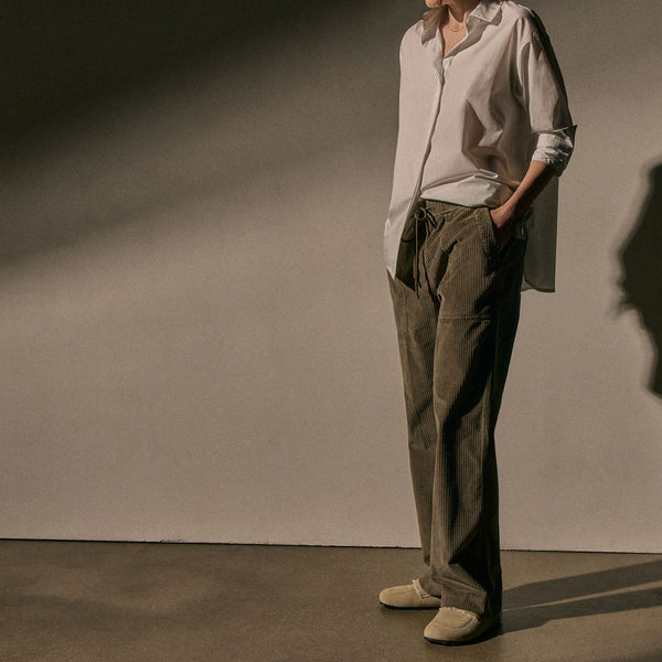 James Perse Stretch Corduroy Wide Leg Pant Caribou Pigment