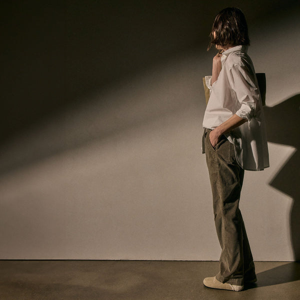 james perse Stretch Corduroy Wide Leg Pant Caribou Pigment