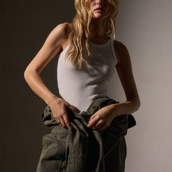 James Perse Stretch Herringbone Jumpsuit Army Green Pigment