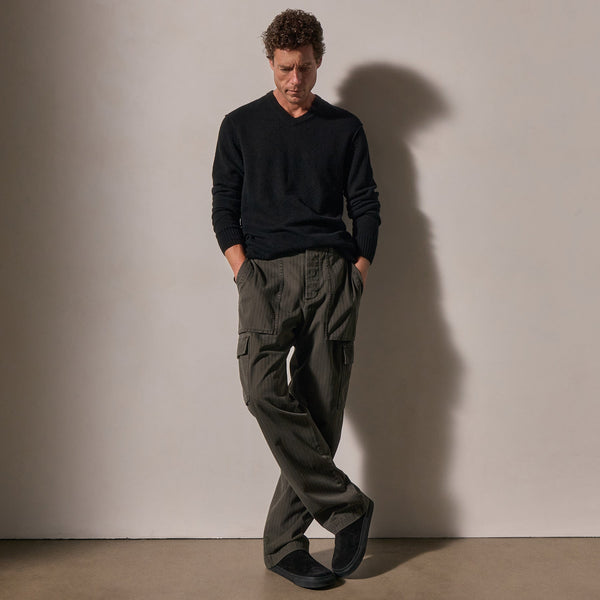 James Perse Stretch Herringbone Utility Pant Granite Pigment