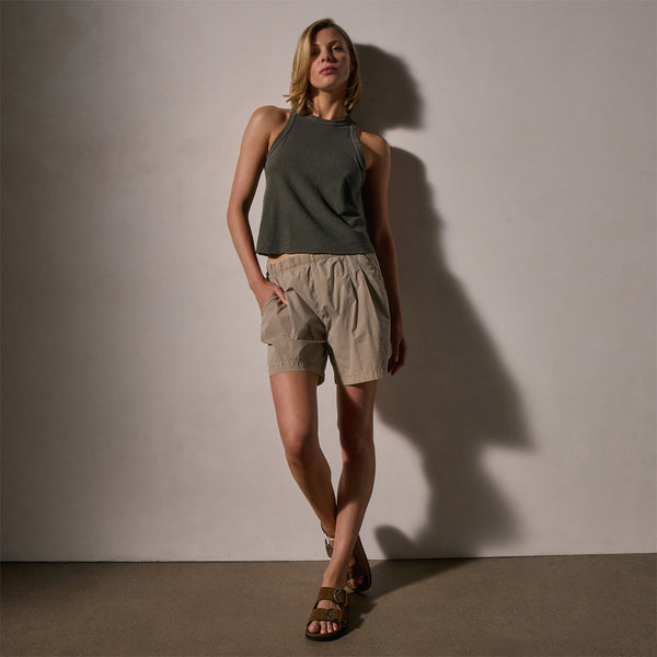 james perse Stretch Poplin Elastic Short Overcast Pigment