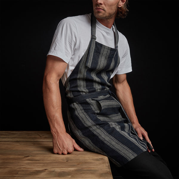 james perse Stripe Chef's Apron With Pocket Navy Stripe