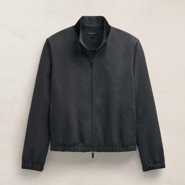 james perse Suede Trimmed Track Jacket Charcoal/Black