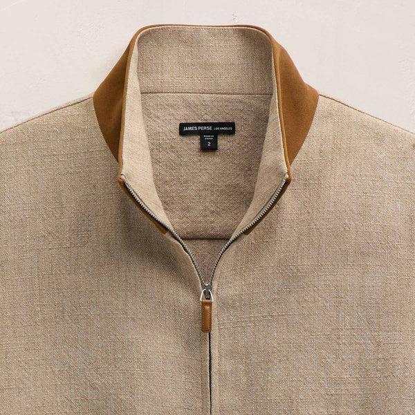 James Perse Suede Trimmed Track Jacket Natural/Tobacco