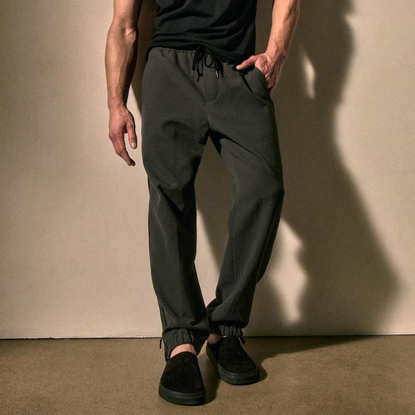 james perse Suede Trimmed Track Pant Charcoal/Black