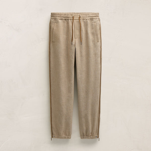 James Perse Suede Trimmed Track Pant Natural/Tobacco