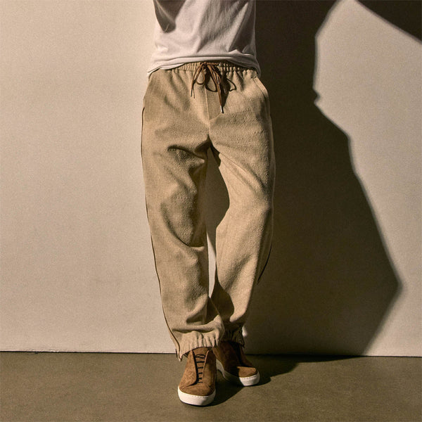James Perse Suede Trimmed Track Pant Natural/Tobacco