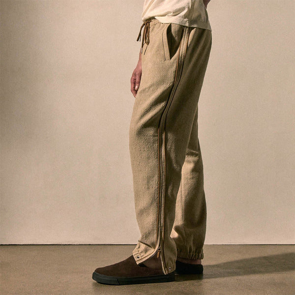 james perse Suede Trimmed Track Pant Natural/Tobacco