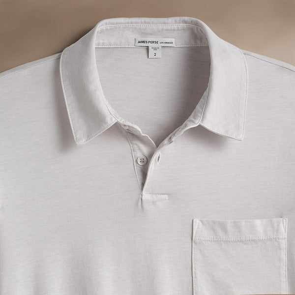 James Perse Sueded Jersey Rugby Polo Light Mist Pigment