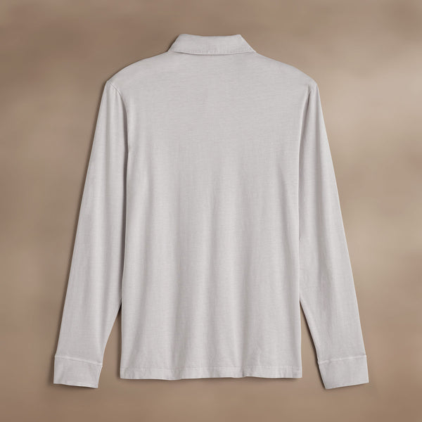 James Perse Sueded Jersey Rugby Polo Light Mist Pigment