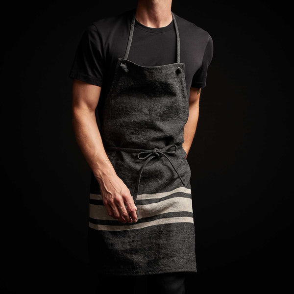 James Perse Three Stripe Chef's Apron Black/ Natural