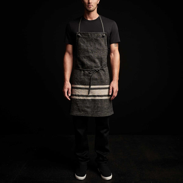James Perse Three Stripe Chef's Apron Black/ Natural