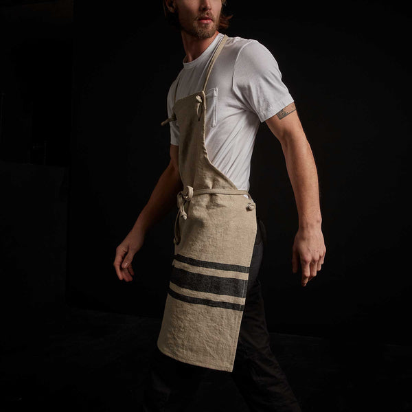 James Perse Three Stripe Chef's Apron Natural/Black