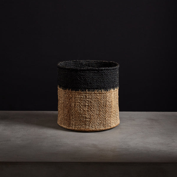 james perse Tipped Jute Basket 12 X 12 Natural/Black