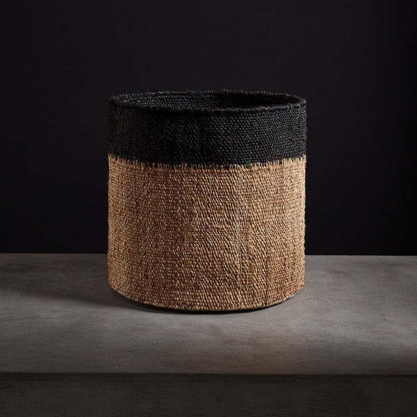james perse Tipped Jute Basket 18 X 16 Natural/Black