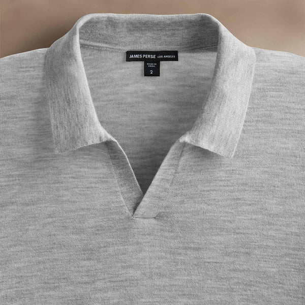 James Perse Ultrafine Cashmere Open Polo Light Heather Grey