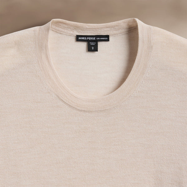 James Perse Ultrafine Cashmere Tipped Crew Balsa/Ivory