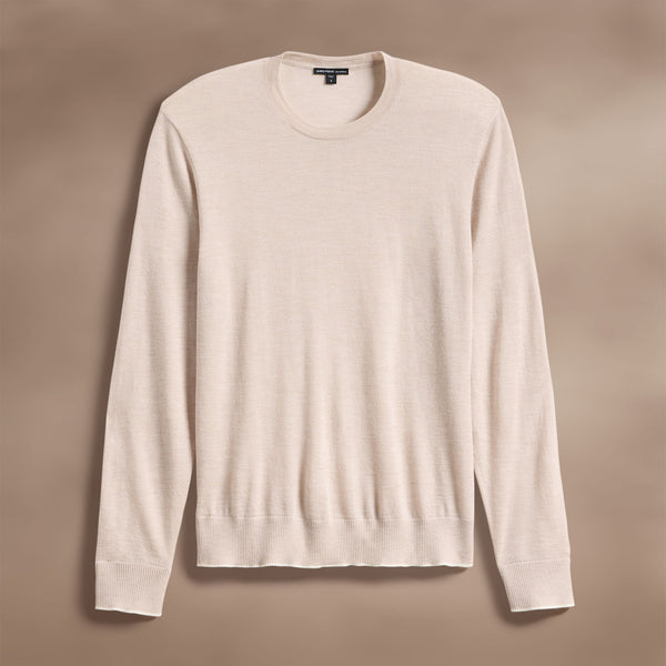 james perse Ultrafine Cashmere Tipped Crew Balsa/Ivory