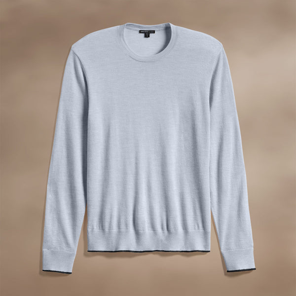james perse Ultrafine Cashmere Tipped Crew Grey Sky/Coal