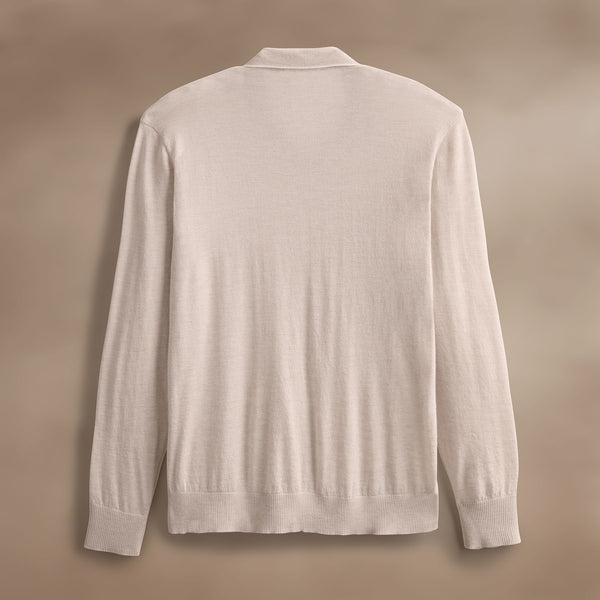 James Perse Ultrafine Cashmere Tipped Open Polo Balsa/Ivory
