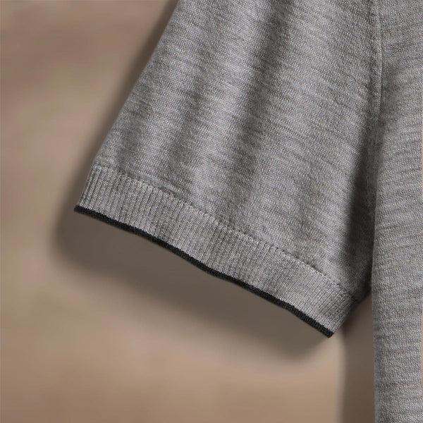 James Perse Ultrafine Cashmere Tipped Polo Light Heather Grey/Coal
