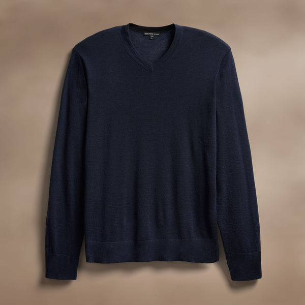 james perse Ultrafine Cashmere V Neck Sweater Dark Navy