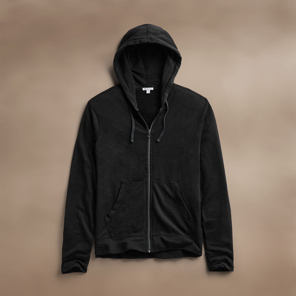james perse Vintage French Terry Zip Up Hoodie Black