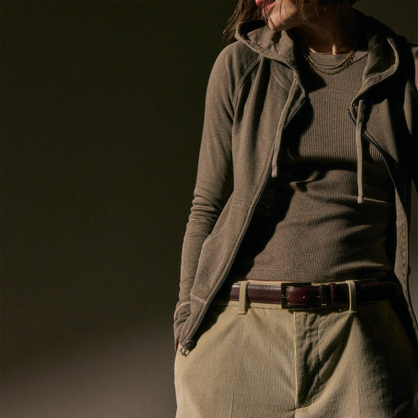 James Perse Vintage French Terry Zip Up Hoodie Caribou Pigment