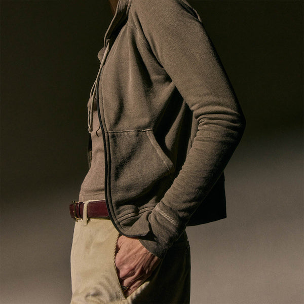 james perse Vintage French Terry Zip Up Hoodie Caribou Pigment