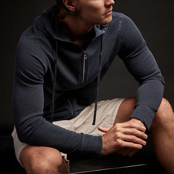 James Perse Vintage French Terry Zip Up Hoodie Deep Pigment