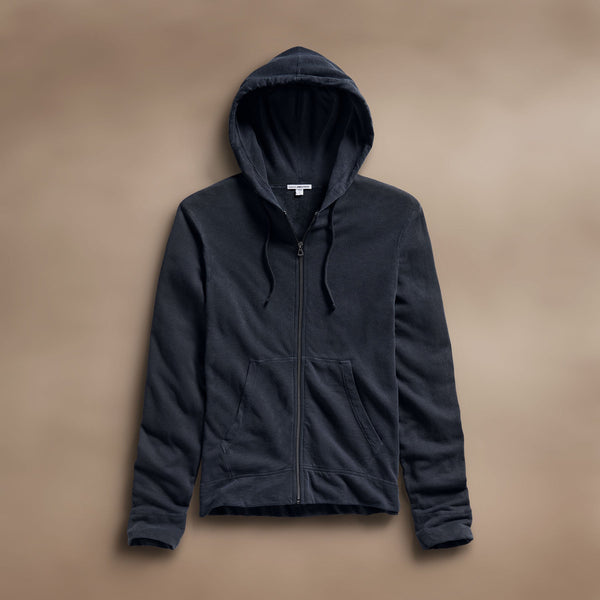 james perse Vintage French Terry Zip Up Hoodie Deep Pigment