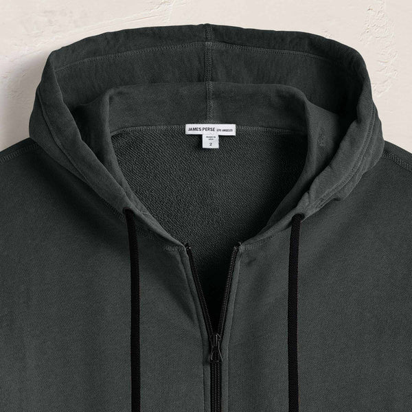 James Perse Vintage French Terry Zip Up Hoodie Fern