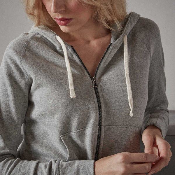 James Perse Vintage French Terry Zip Up Hoodie Heather Grey