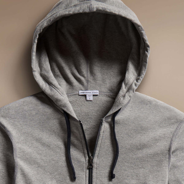 James Perse Vintage French Terry Zip Up Hoodie Heather Grey
