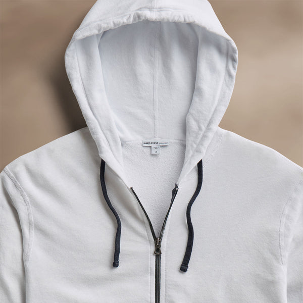 James Perse Vintage French Terry Zip Up Hoodie White