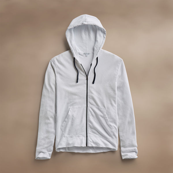 james perse Vintage French Terry Zip Up Hoodie White