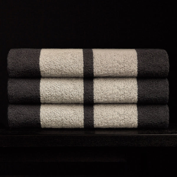 James Perse Wide Stripe Beach Towel Abyss/Vintage White