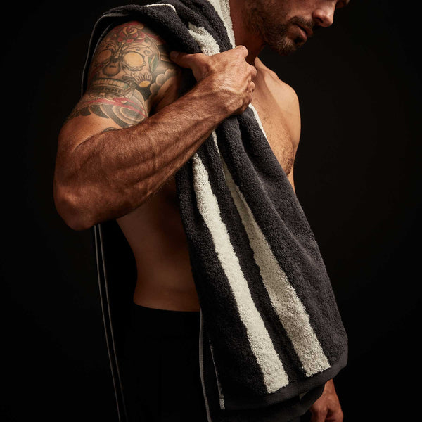 James Perse Wide Stripe Beach Towel Abyss/Vintage White