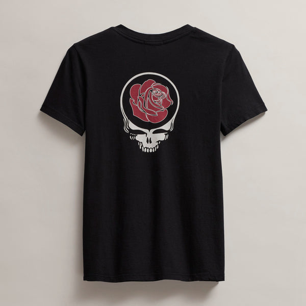 james perse Women's Grateful Dead Rose Short Sleeve Crew Black/Red