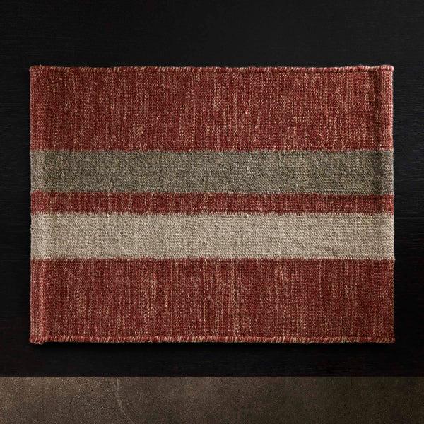 James Perse Wool Double Stripe Placemat Wine/Flint/Oyster