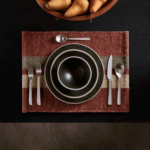 james perse Wool Double Stripe Placemat Wine/Flint/Oyster