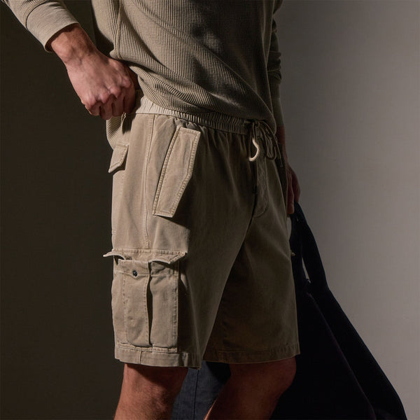 James Perse Woven Cotton Terry Cargo Short Overcast Pigment
