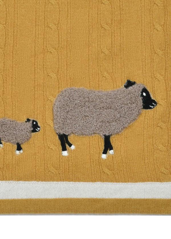 Janavi Cable Knit Double Border Baby Blanket In Cashmere