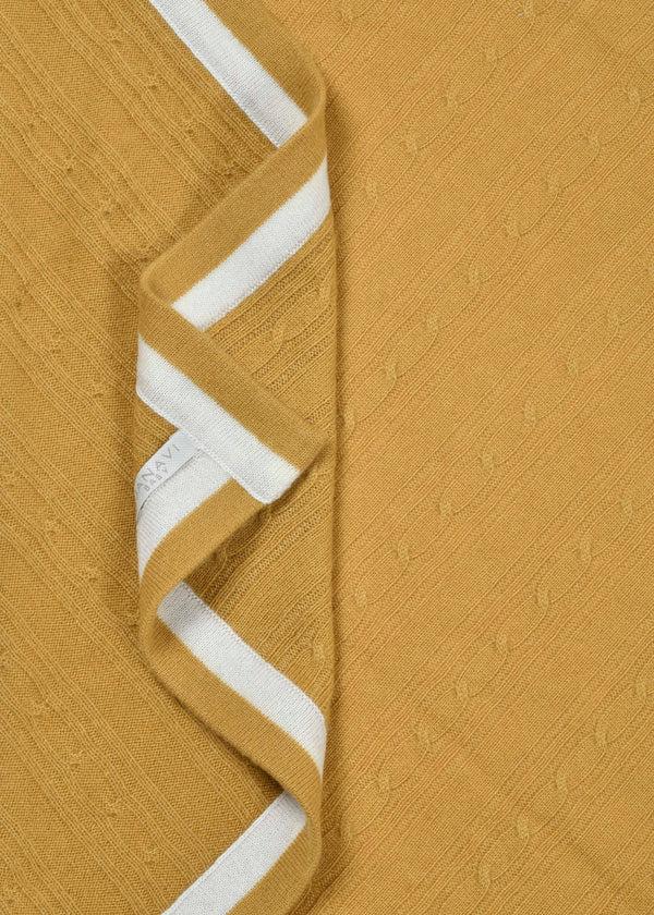 Janavi Cable Knit Double Border Baby Blanket In Cashmere