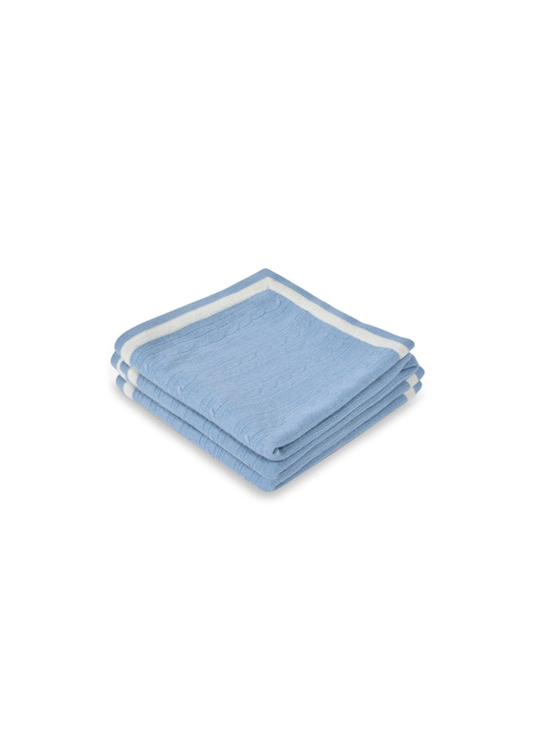 janavi Cable Knit Double Border Baby Blanket in Cashmere
