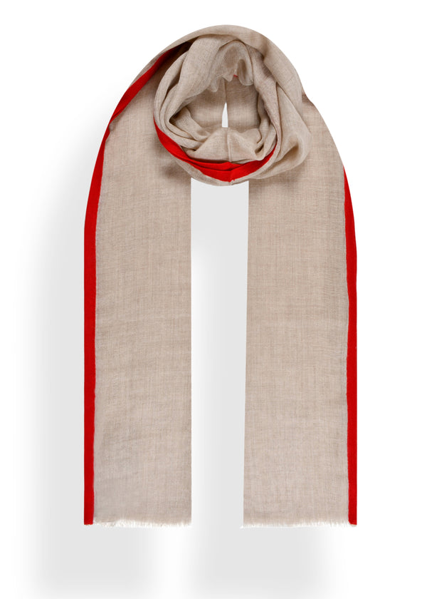 janavi Cashmere Gauze Stole with Knitted Selvedge in Cashmere